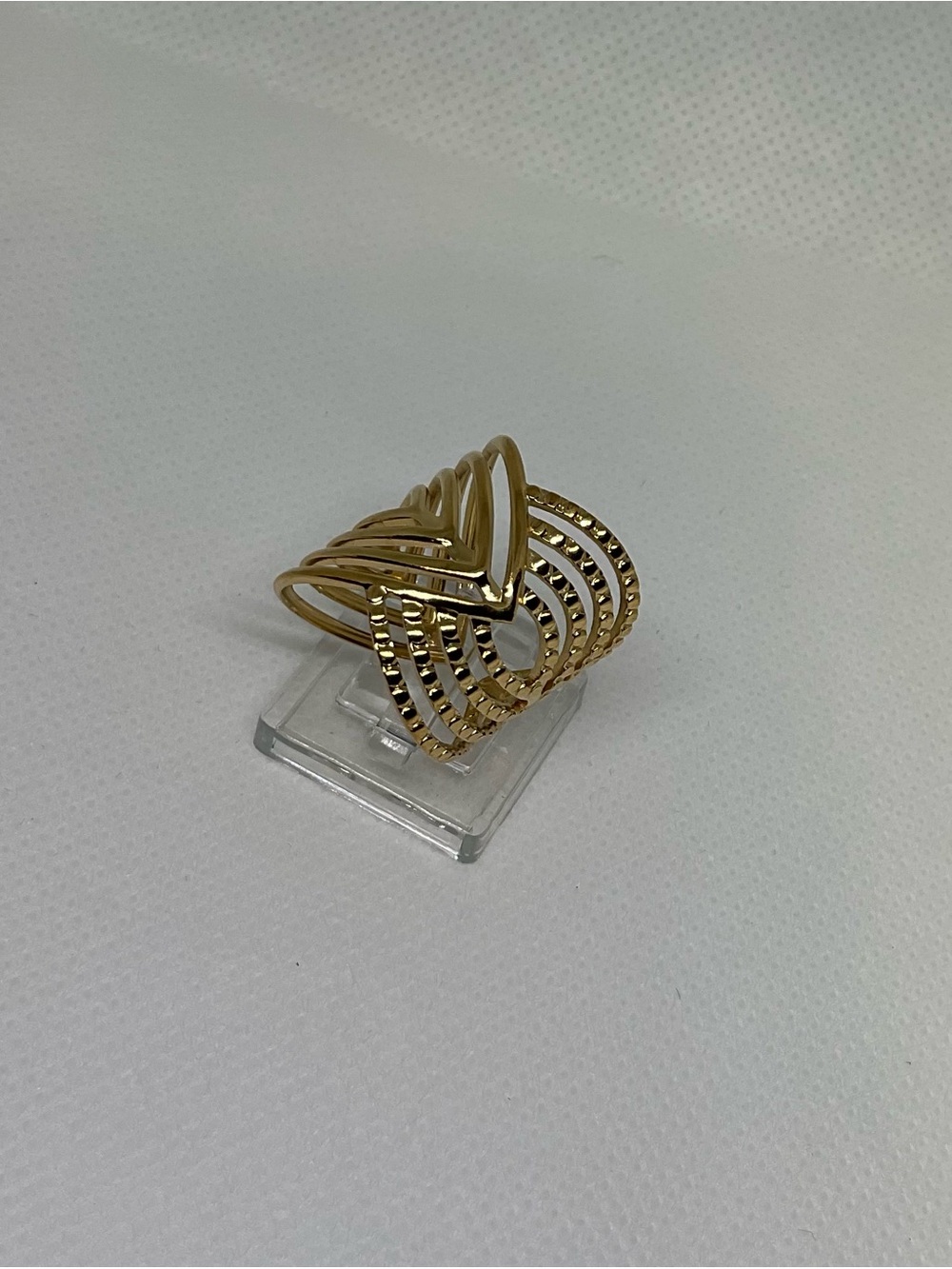 Gold Multi-Band Openwork Statement Ring - Women Jewelry